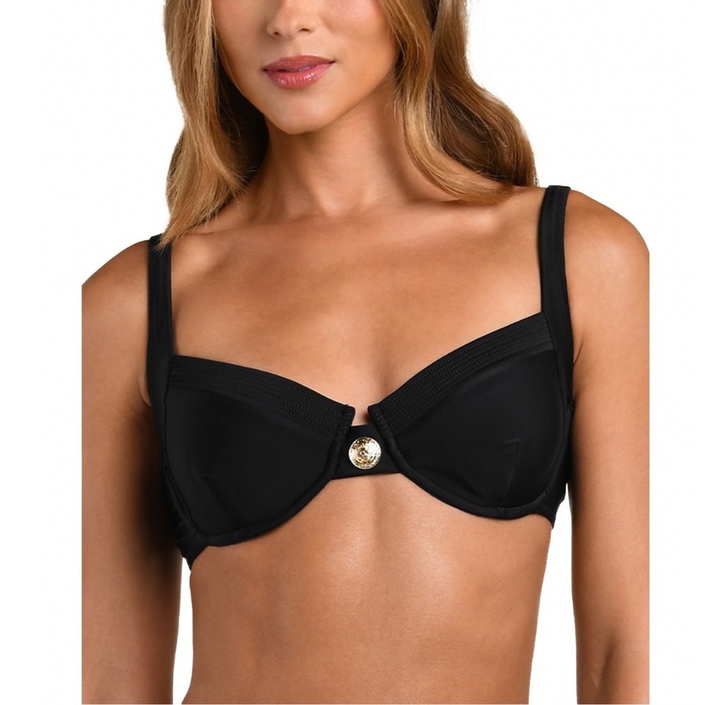 L'AGENCE Adrienne Structured Bikini Top Black Gold Hardware LG6AF88-BLK Large
